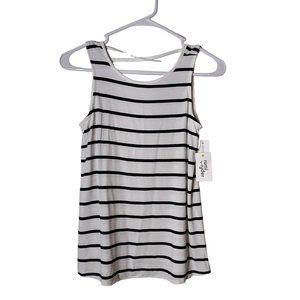 Rumi Ryder Top Womens Large Sleeveless Tank Striped Crisscross Back